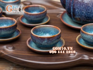 Bộ ấm chén ấm tròn tím