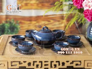 Bộ ấm chén quả hồng men hỏa biến 300ml