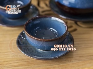 Bộ ấm chén quả hồng men hỏa biến 300ml