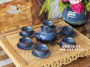 Bộ ấm chén quả hồng men hỏa biến 300ml