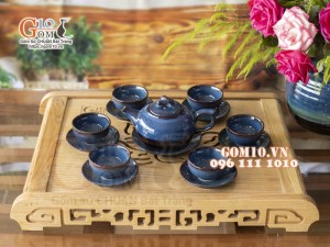 Bộ ấm chén quả hồng men hỏa biến 300ml