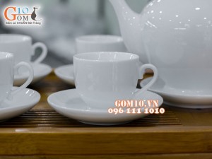 Bộ ấm chén ca mê men trắng 750ml