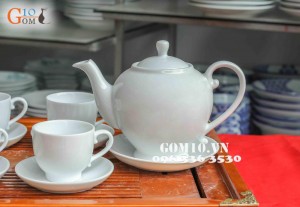 Bộ ấm chén Ca mê trắng