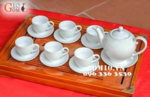 Bộ ấm chén Ca mê trắng