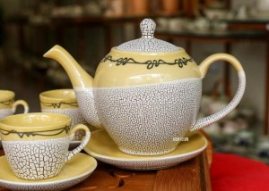 Bộ ấm chén camellia men rạn 500ml