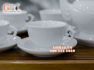 Bộ ấm chén cát tường men trắng 500ml
