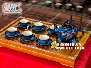 Bộ ấm chén dáng báo xuân hỏa biến thanh điểu CỐT GỐM