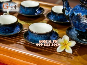 Bộ ấm chén dáng báo xuân hỏa biến thanh điểu CỐT GỐM