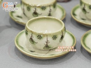 Bộ ấm chén dáng gốc cây men vuốt vẽ hoa rơi, 500ml