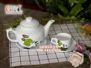 Bộ ấm chén dáng kong in logo