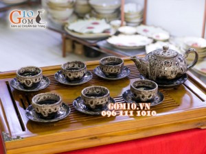 Bộ ấm chén dáng nhật men hỏa biến