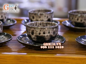 Bộ ấm chén dáng nhật men hỏa biến