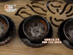 Bộ ấm chén dáng quả hồng đỏ men hỏa biến 300ml