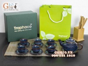 Bộ ấm chén dáng quả hồng men hỏa biến dung tích 330ml