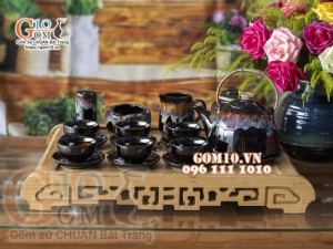 Bộ ấm chén dáng siêu đỏ men hỏa biến, đầy đủ phụ kiện 500ml