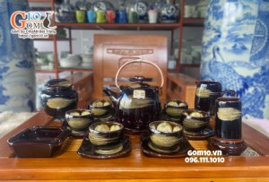 Bộ ấm chén dáng siêu hỏa biến màu mật ong 550ml