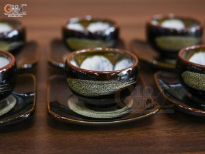 Bộ ấm chén dáng siêu men hỏa biến quẹt, 550ml