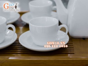 Bộ ấm chén dáng vuông men trắng