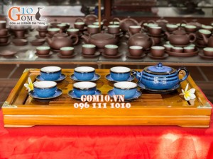 Bộ ấm chén dáng vuốt hỏa biến thanh điểu CỐT GỐM