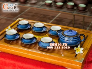 Bộ ấm chén dáng vuốt hỏa biến thanh điểu CỐT GỐM