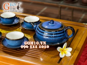 Bộ ấm chén dáng vuốt hỏa biến thanh điểu CỐT GỐM