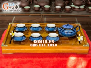 Bộ ấm chén dáng vuốt hỏa biến thanh điểu CỐT GỐM