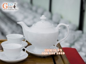 Bộ ấm chén đèn thần men trắng 500ml