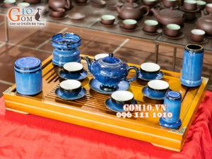 Bộ ấm chén đèn thần hỏa biến thanh điểu CỐT GỐM, đầy đủ phụ kiện