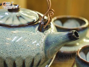 Bộ ấm chén giang tây men hỏa biến thỏ ngọc chén lòng hoa 450ml