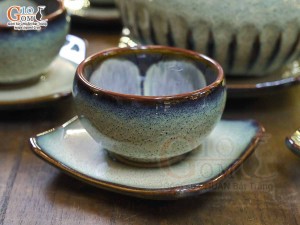 Bộ ấm chén giang tây men hỏa biến thỏ ngọc chén lòng hoa 450ml