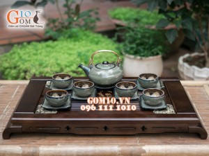 Bộ ấm chén giang tây nâu thỏ chén lòng hoa