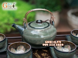 Bộ ấm chén giang tây nâu thỏ chén lòng hoa