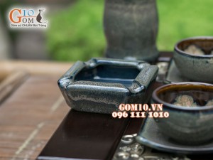 Bộ ấm chén giang tây nâu thỏ chén lòng hoa, đầy đủ phụ kiện