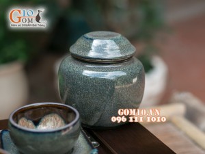 Bộ ấm chén giang tây nâu thỏ chén lòng hoa, đầy đủ phụ kiện