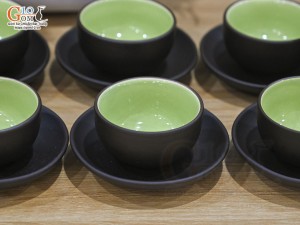 Bộ ấm chén gốm dáng bưởi màu đen, 450ml