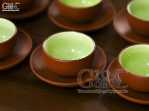 Bộ ấm chén gốm dáng bưởi màu đỏ, 450ml