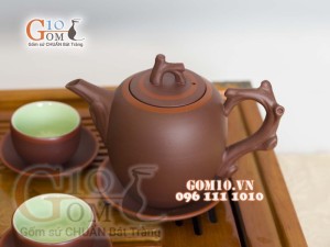 Bộ ấm chén gốm dáng cây cao 350ml