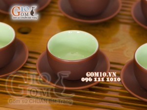 Bộ ấm chén gốm dáng cây cao 350ml