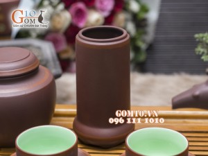 Bộ ấm chén gốm dáng Mã Thượng Phong Hầu, chén lòng xanh, đầy đủ phụ kiện