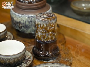 Bộ ấm chén gốm dáng nhật men hỏa biến vân đá đầy đủ phụ kiện, 300ml