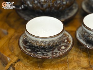 Bộ ấm chén gốm dáng nhật men hỏa biến vân đá đầy đủ phụ kiện, 300ml