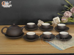 Bộ ấm chén gốm hồng sa dáng Tây Thi, 150ml