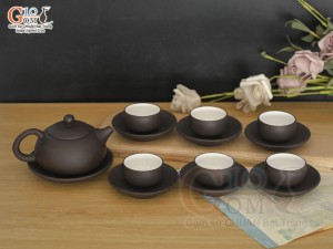 Bộ ấm chén gốm hồng sa dáng Tây Thi, 150ml