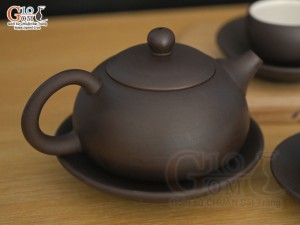 Bộ ấm chén gốm hồng sa dáng Tây Thi, 150ml