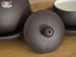 Bộ ấm chén gốm hồng sa dáng Tây Thi, 150ml