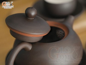 Bộ ấm chén gốm hồng sa dáng Tây Thi, 150ml