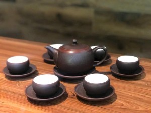 Bộ ấm chén gốm hồng sa nâu son, 280ml