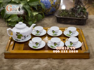 Bộ ấm chén Hong Kong men trắng tri ân, 400ml