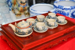 Bộ ấm chén kiểu Nhật men rạn cổ quai đồng, 350ml