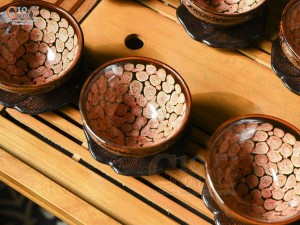 Bộ ấm chén lục giác men băng tuyết vẩy rồng, chén màu 400ml